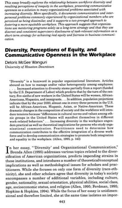 workforce diversity essay