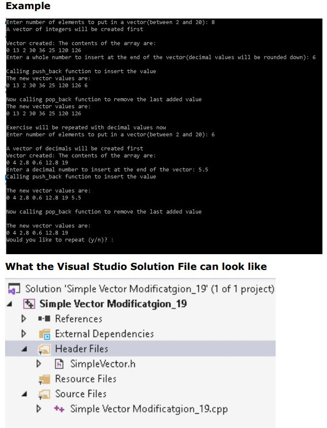 Modify the Simple Vector class template (included | Chegg.com