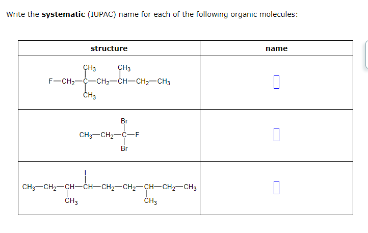 Solved Write the systematic (IUPAC) name for each of the | Chegg.com