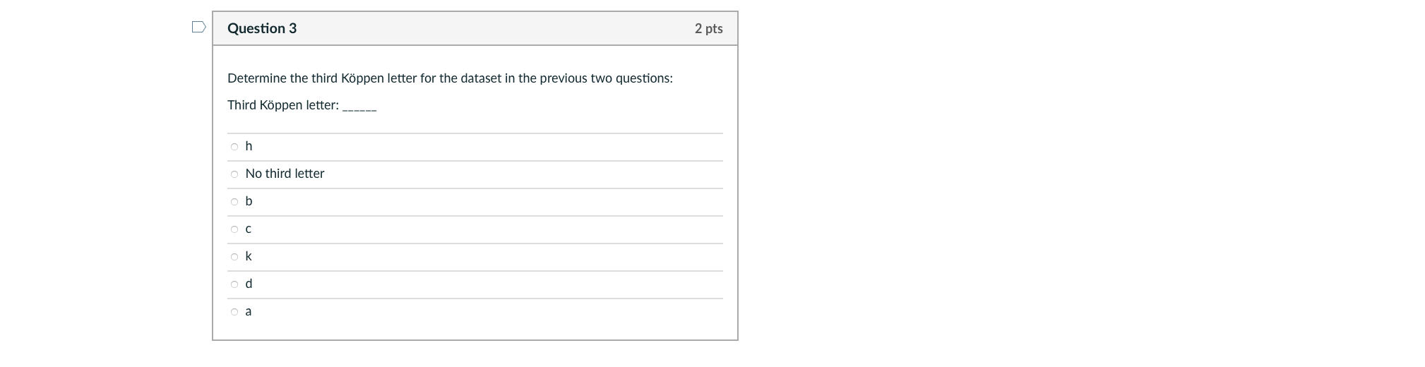 Question 1 2 Pts Average Annual Temperature 11 C Chegg Com