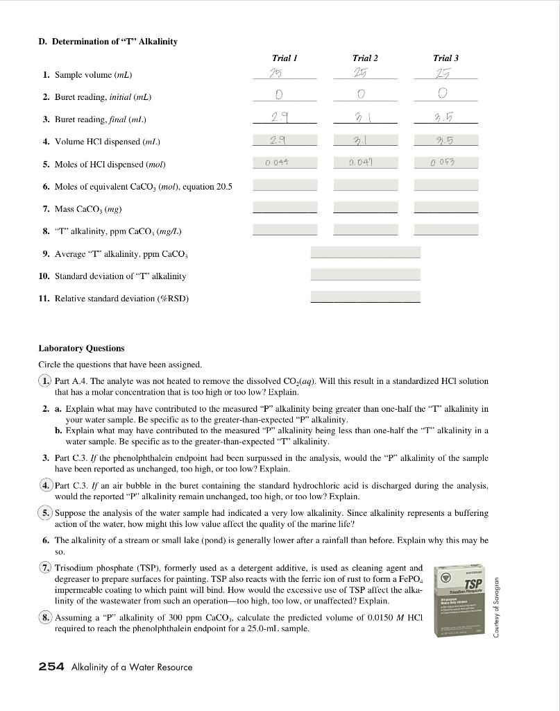 experiment to determine alkalinity of given water sample