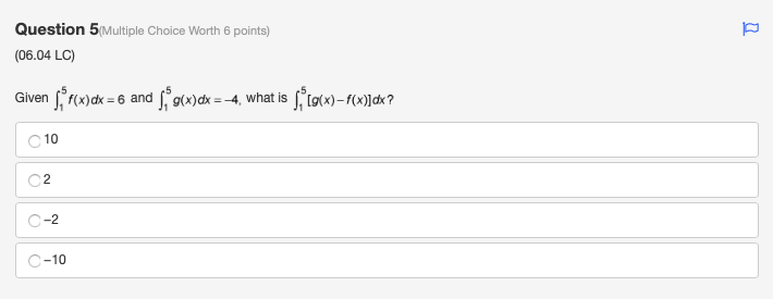 Solved Question 4 Multiple Choice Worth 6 points) (06.01 MC) | Chegg.com