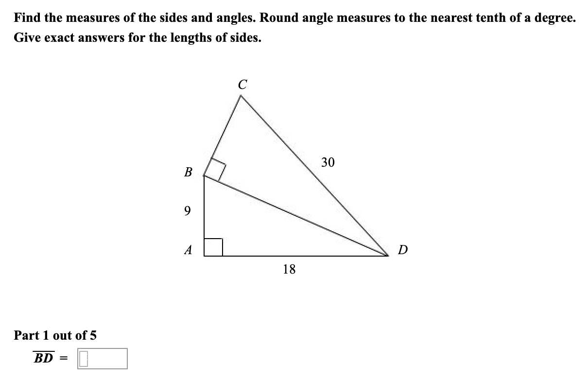 Solved Find the measures of the sides and angles. Round | Chegg.com