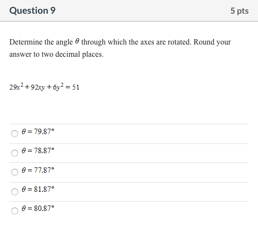 Solved Question 9 5 pts Determine the angle through which | Chegg.com