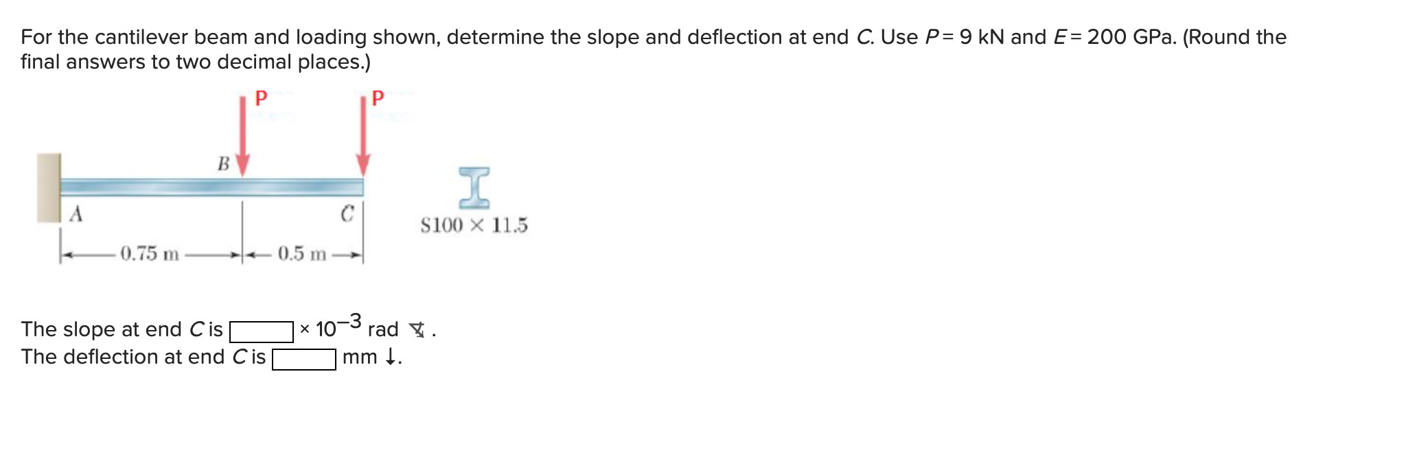 Solved For the cantilever beam and loading shown, determine | Chegg.com