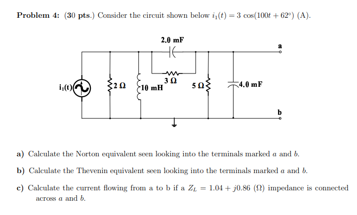 Solved Problem 4: (30 pts. Consider the circuit shown below | Chegg.com