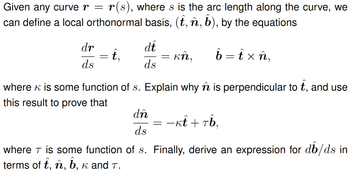 Given Any Curve R R S Where S Is The Arc Length Chegg Com