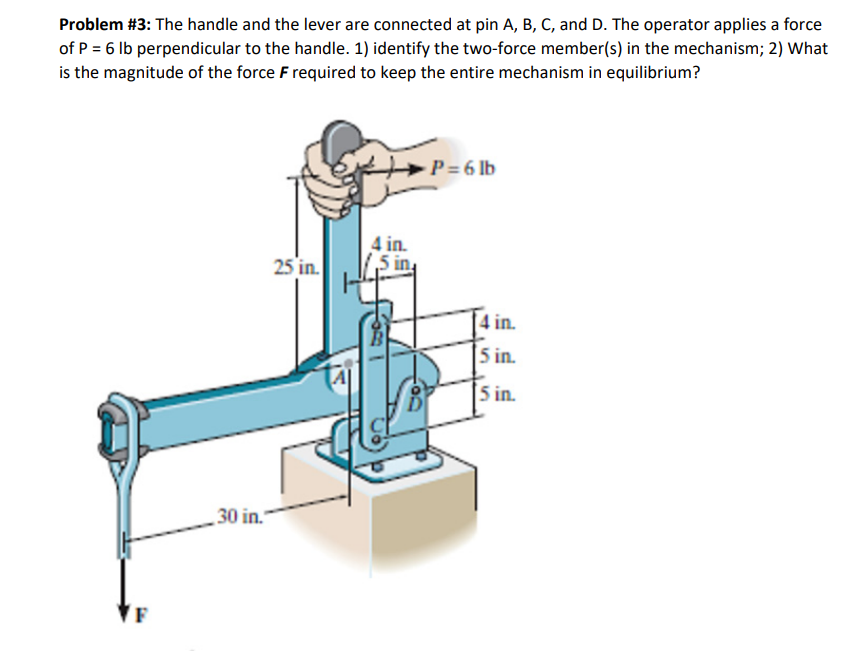 Solved Problem #3: The Handle And The Lever Are Connected At | Chegg.com