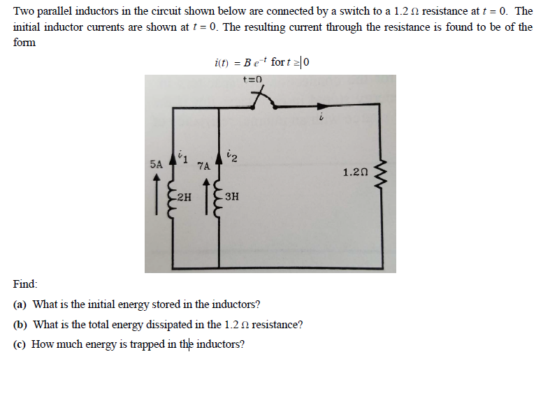 Solved Two Parallel Inductors In The Circuit Shown Below Are | Chegg.com