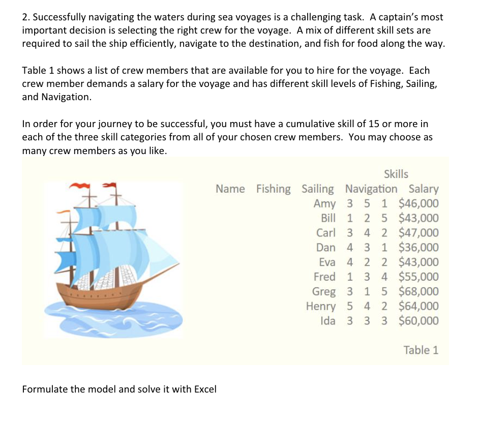 Solved 2. Successfully navigating the waters during sea | Chegg.com