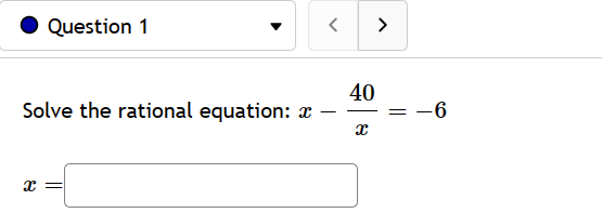 Solved x−x40=−6 | Chegg.com