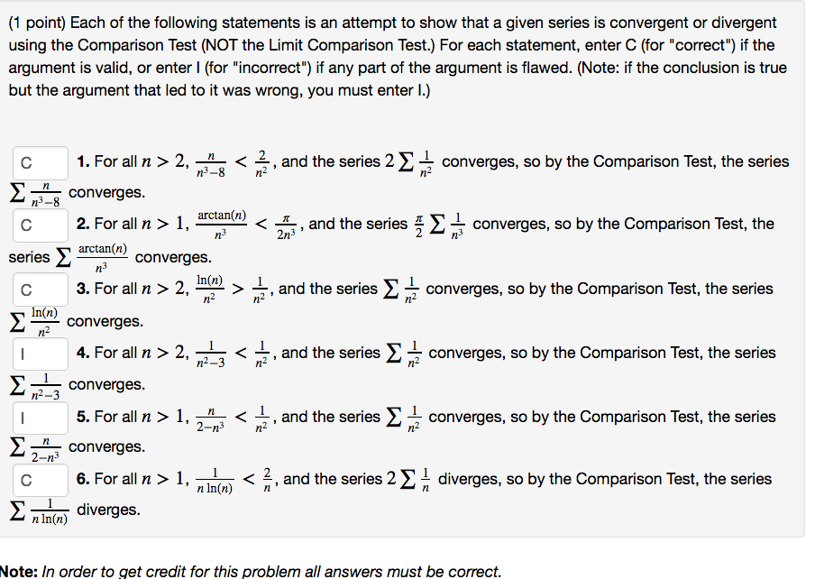 Solved (1 point) Each of the following statements is an | Chegg.com
