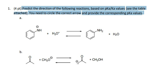 Solved Predict The Direction Of The Following Reactions, | Chegg.com