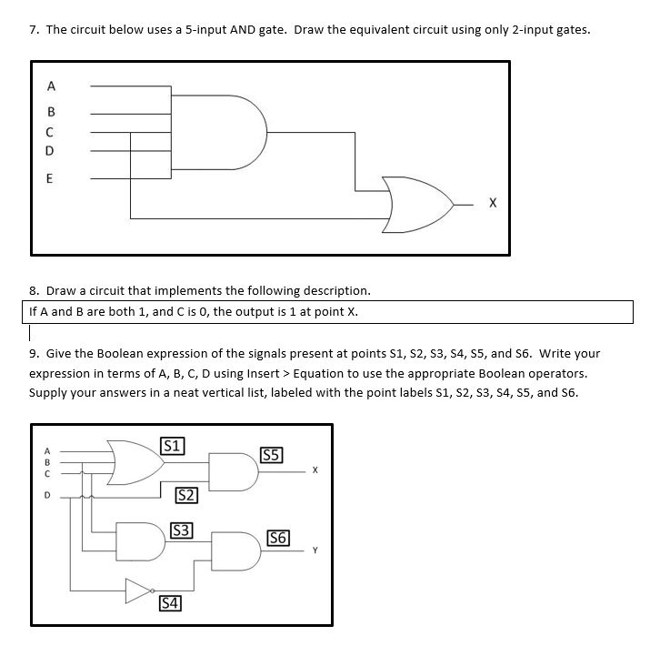 7. The circuit below uses a 5-input AND gate. Draw | Chegg.com