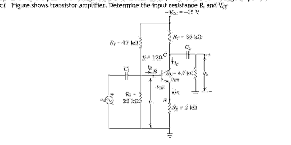 Solved Figure shows transistor amplifier. Determine the | Chegg.com