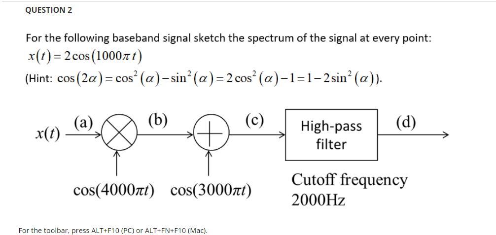 Solved QUESTION 2 For The Following Baseband Signal Sketch | Chegg.com