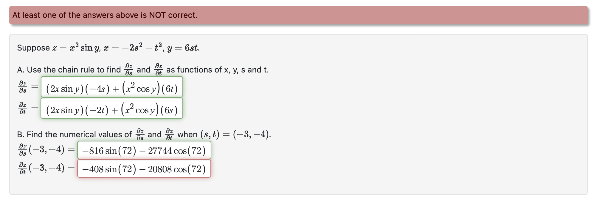 Solved Suppose Z X2 Sin Y X 2s2 T2 Y 6stfind 0856