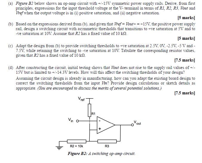 Solved (a) Figure B2 Below Shows An Op-amp Circuit With | Chegg.com