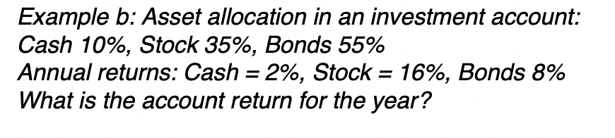 Solved Example b: Asset allocation in an investment account: | Chegg.com