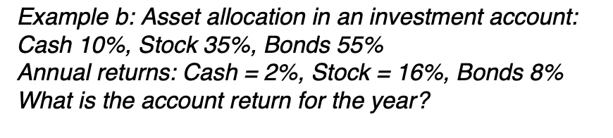 Solved Example B: Asset Allocation In An Investment Account: | Chegg.com