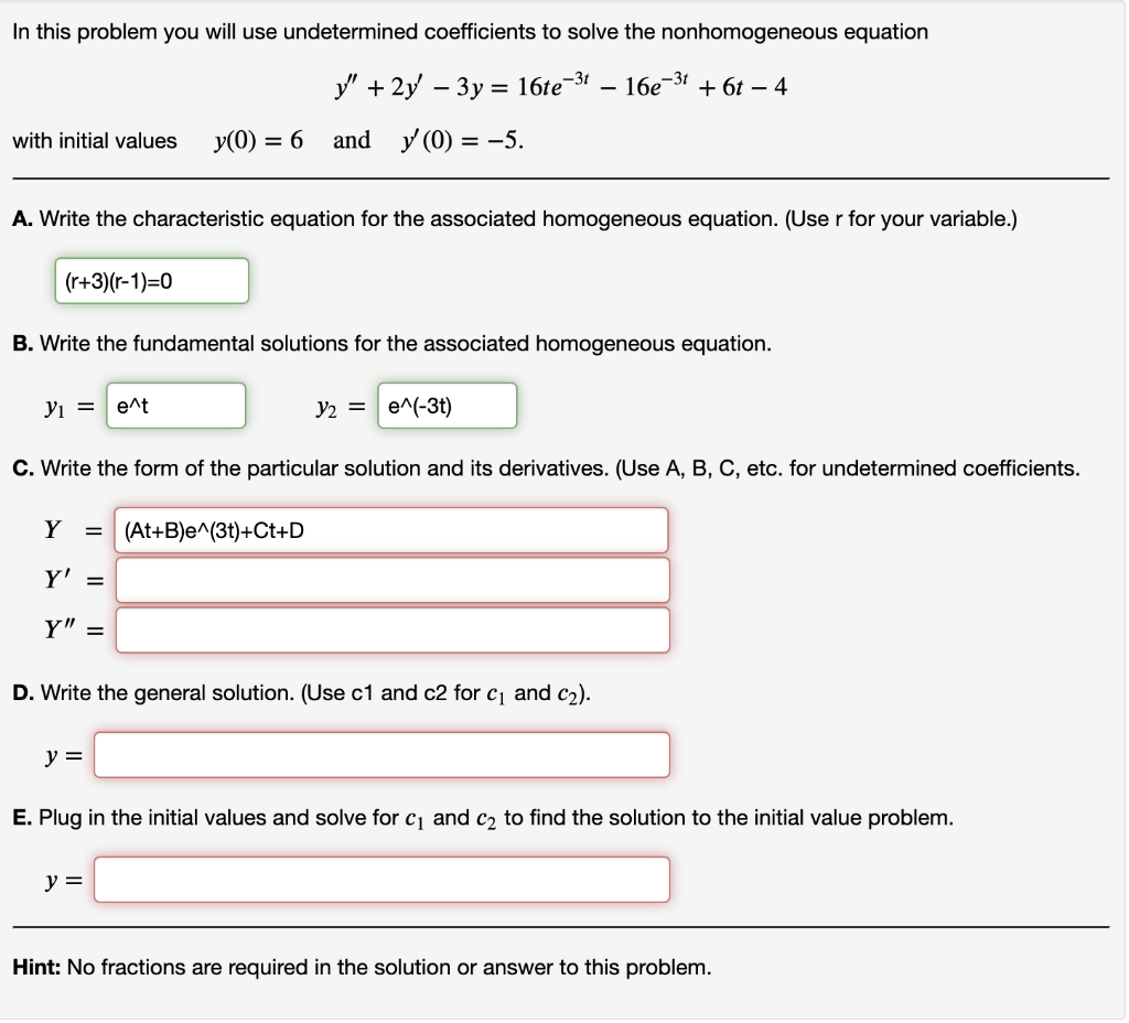 Undefined Variable Solutions Solved In this problem you will use undetermined | Chegg.com