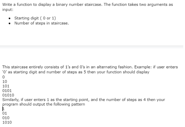 Solved Write a function to display a binary number | Chegg.com
