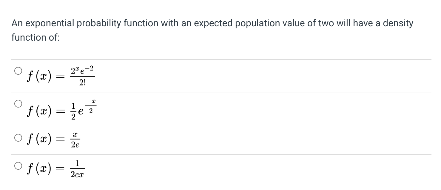 Solved An Exponential Probability Function With An Expect Chegg Com