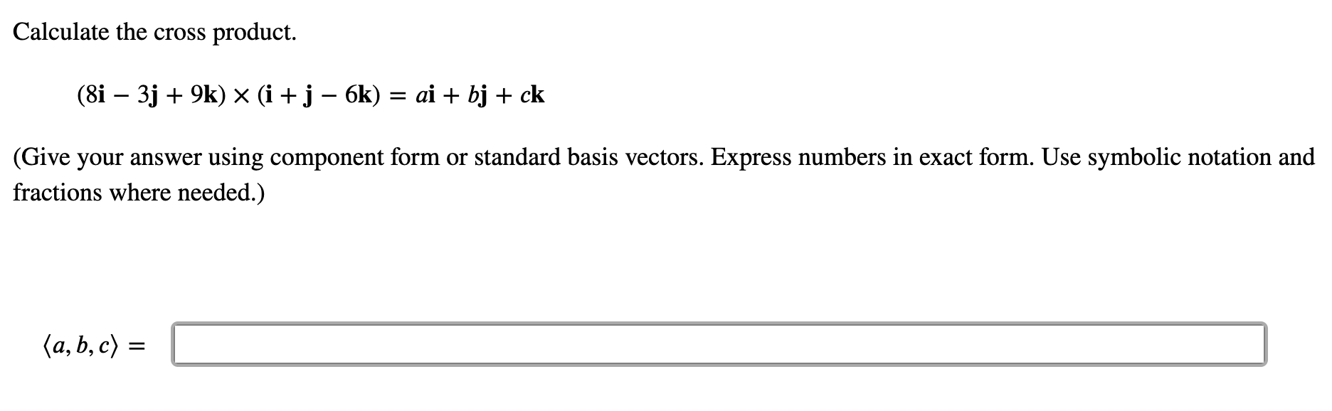 Solved Use the cross product to find the area of the | Chegg.com
