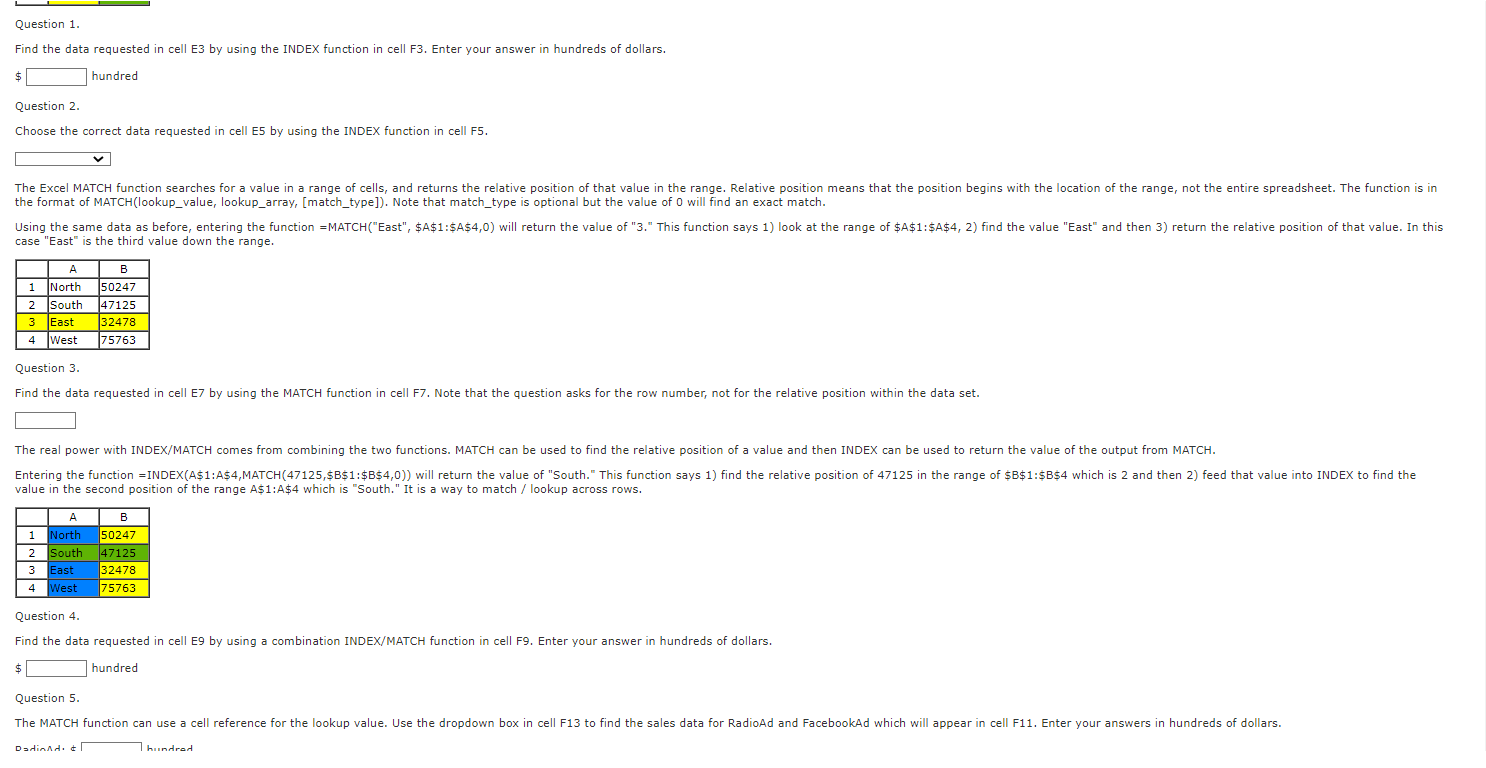 Solved spreadsheet to answer the following questions. below: | Chegg.com