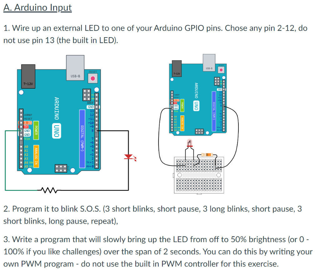 1. Wire up an external LED to one of your Arduino | Chegg.com
