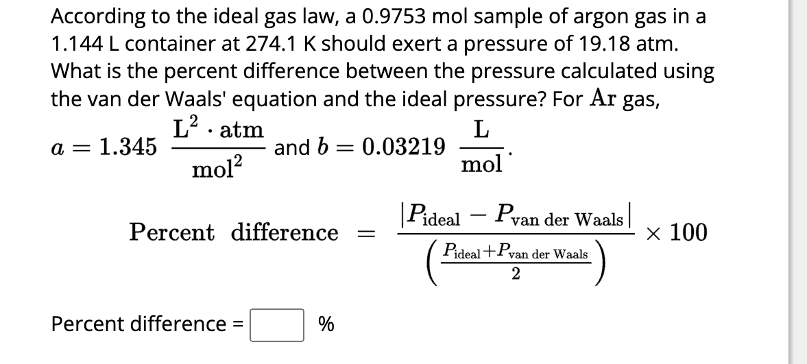 Solved According to the ideal gas law, a 0.9753 mol sample | Chegg.com