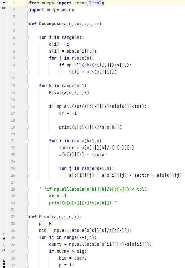 Solved The purpose of the program is to run LU decomp to | Chegg.com