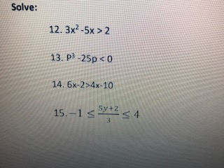 Solve 12 3x2 5x 2 13 P3 25p 0 14 6x 2 4x 10 Chegg 