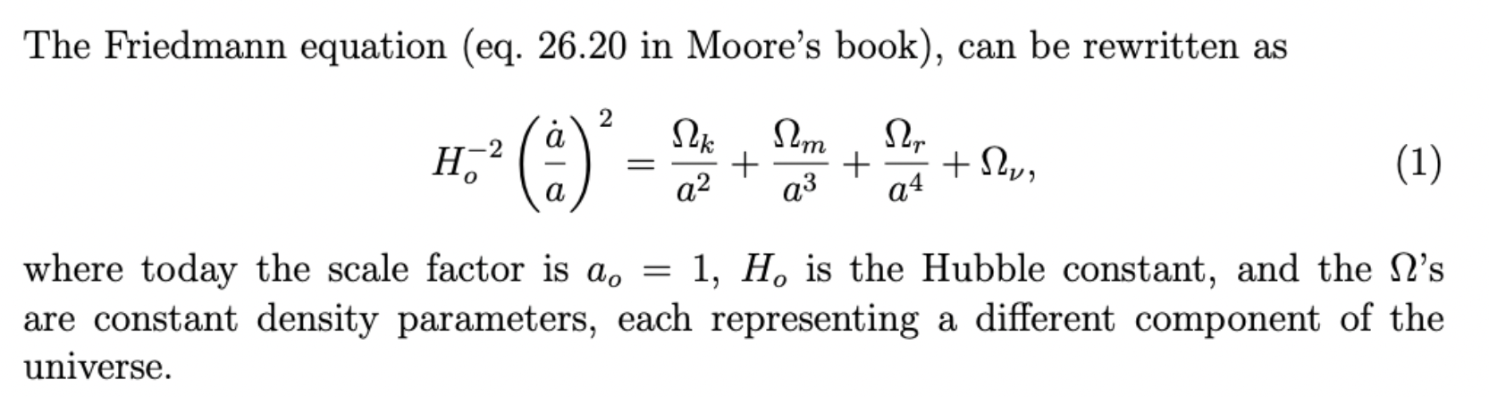 Solved The Friedmann Equation (eq. 26.20 In Moore's Book), | Chegg.com