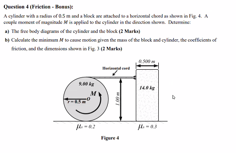 Solved Question 4 (friction - Bonus): A Cylinder With A 