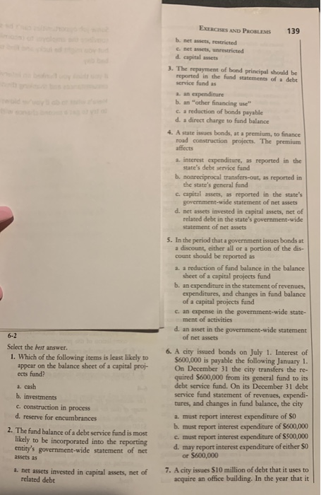 Solved EXERCISES AND PROBLEMS 139 b. net assets, restricted | Chegg.com