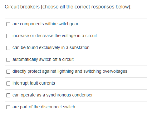 Solved Circuit Breakers [choose All The Correct Responses | Chegg.com