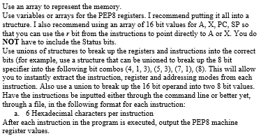 Solved 1. Write a PEP/8 machine language simulator that | Chegg.com