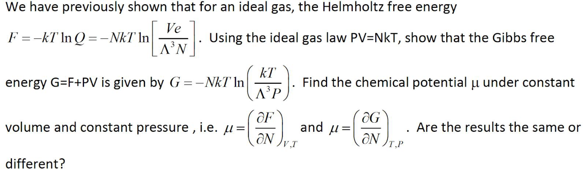 Solved We have previously shown that for an ideal gas, the | Chegg.com