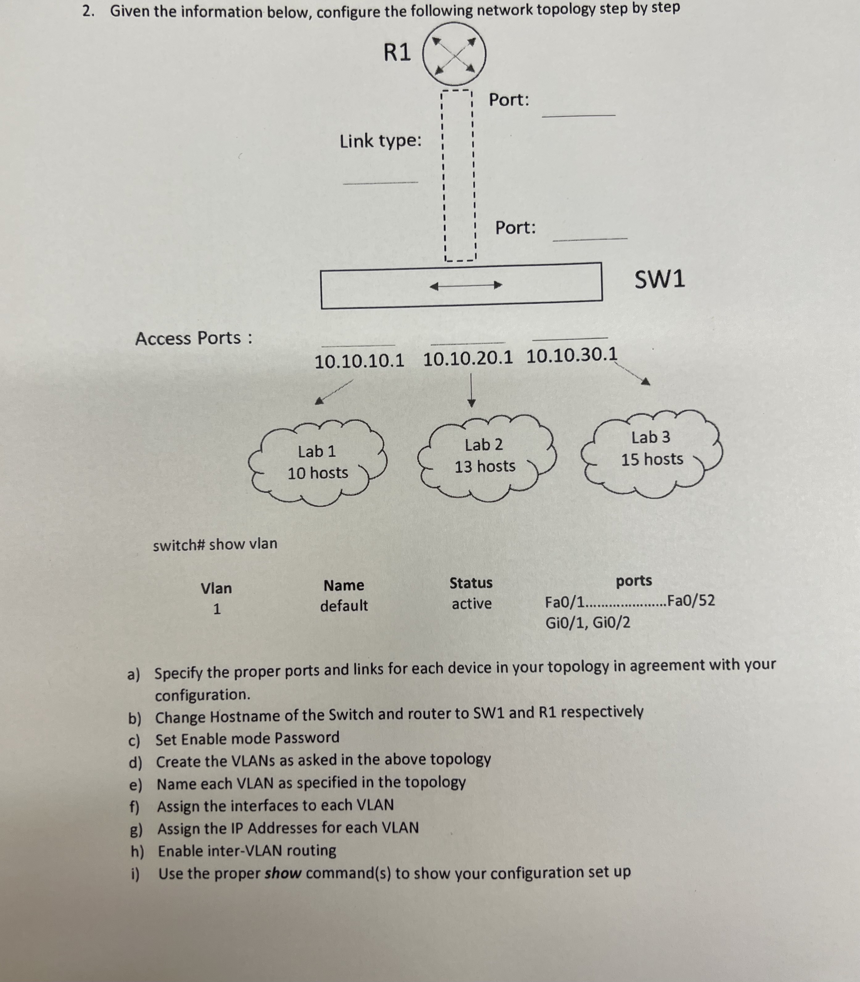 Solved switch\# show vlan \begin{tabular}{cccc} Vlan & Name | Chegg.com