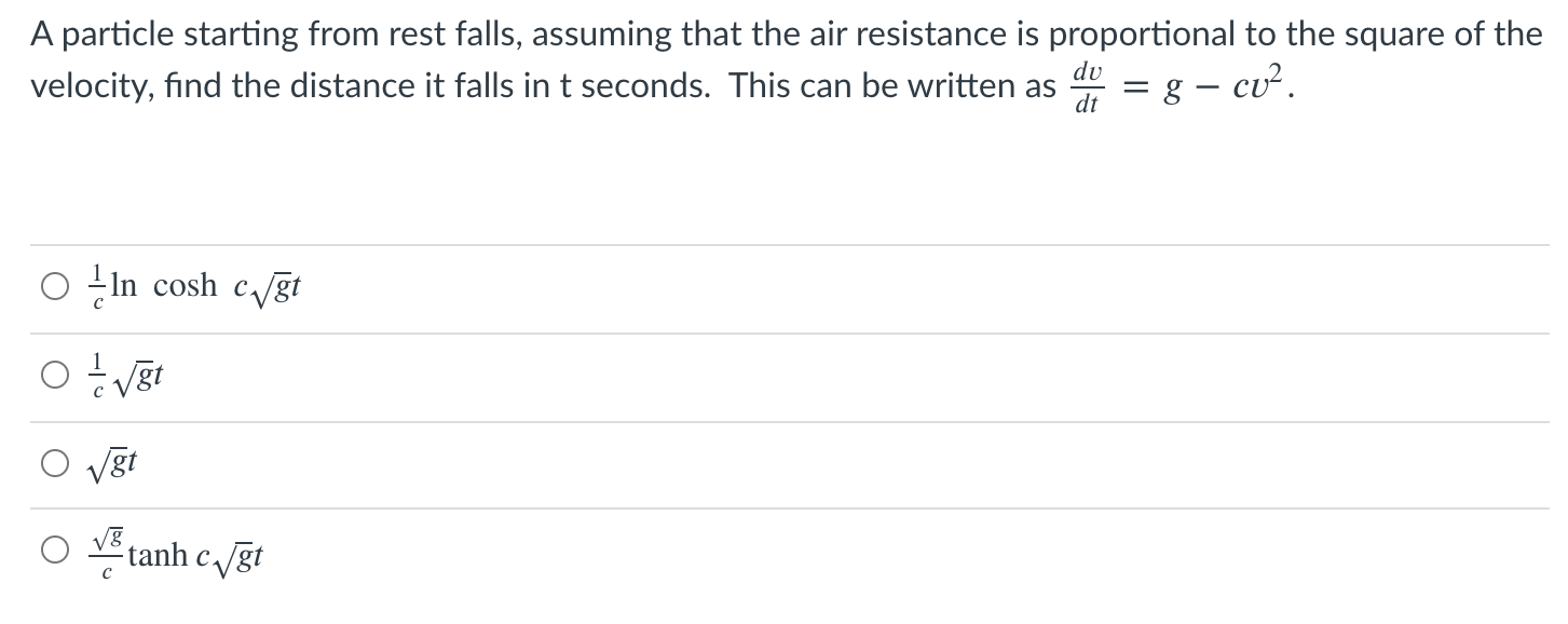 Solved A Particle Starting From Rest Falls, Assuming That | Chegg.com