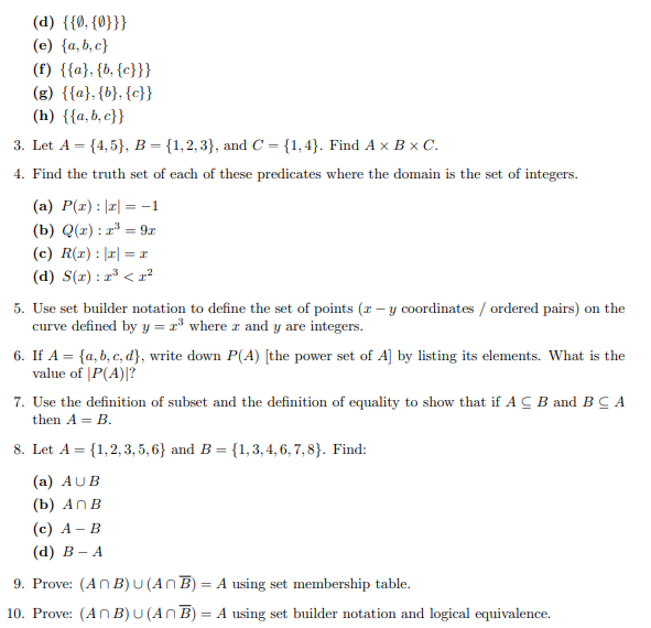 Solved 1. Suppose That A={b,c,d,g},B={b,c,g},C={b,g}, And | Chegg.com