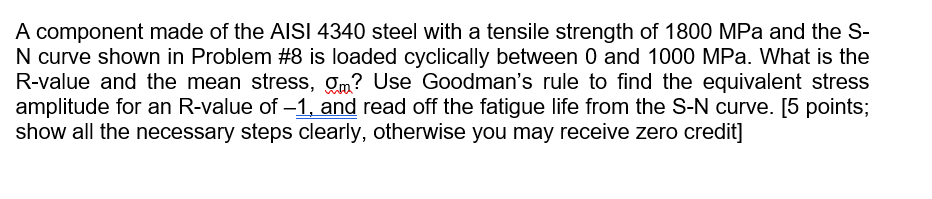 Solved A component made of the AISI 4340 steel with a | Chegg.com