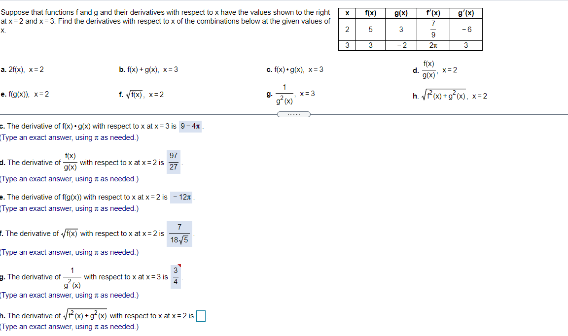 Solved X F(x) G(x) G'(x) Suppose That Functions Fand G And | Chegg.com