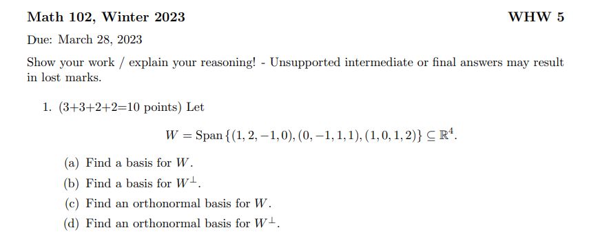 Solved Please answer all parts showing all your work, on a | Chegg.com