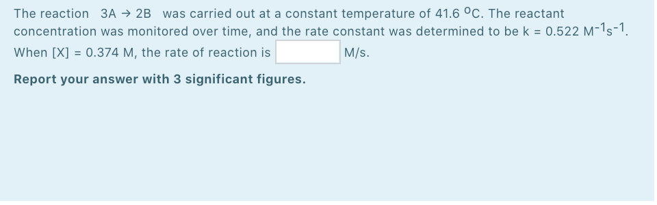 Solved The reaction 3A + 2B was carried out at a constant | Chegg.com