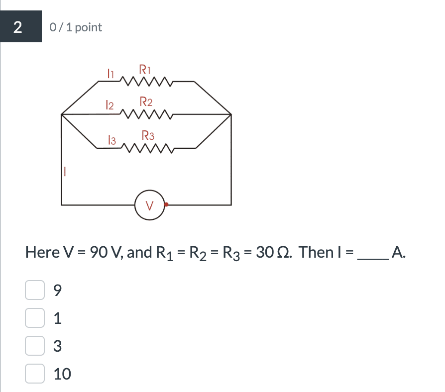 R1 R2 R3 Ldf Solved Here V=90V, and R1=R2=R3=30Ω. Then I=A.91310 | Chegg.com