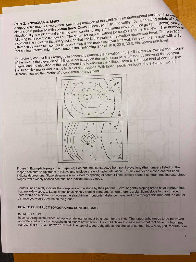 Solved feque PART 2. TOPOGRAPHIC MAPS di topographic map is | Chegg.com