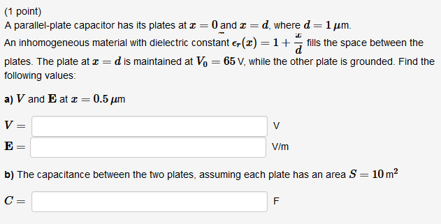 Solved C 1 Point A Parallel Plate Capacitor Has Its Pla Chegg Com