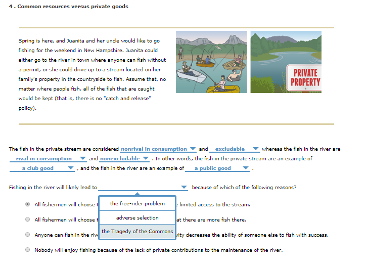 Solved 4. Common resources versus private goods Spring is